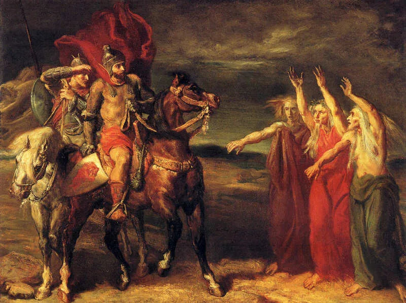 Macbeth e as três bruxas - Théodore Chassériau