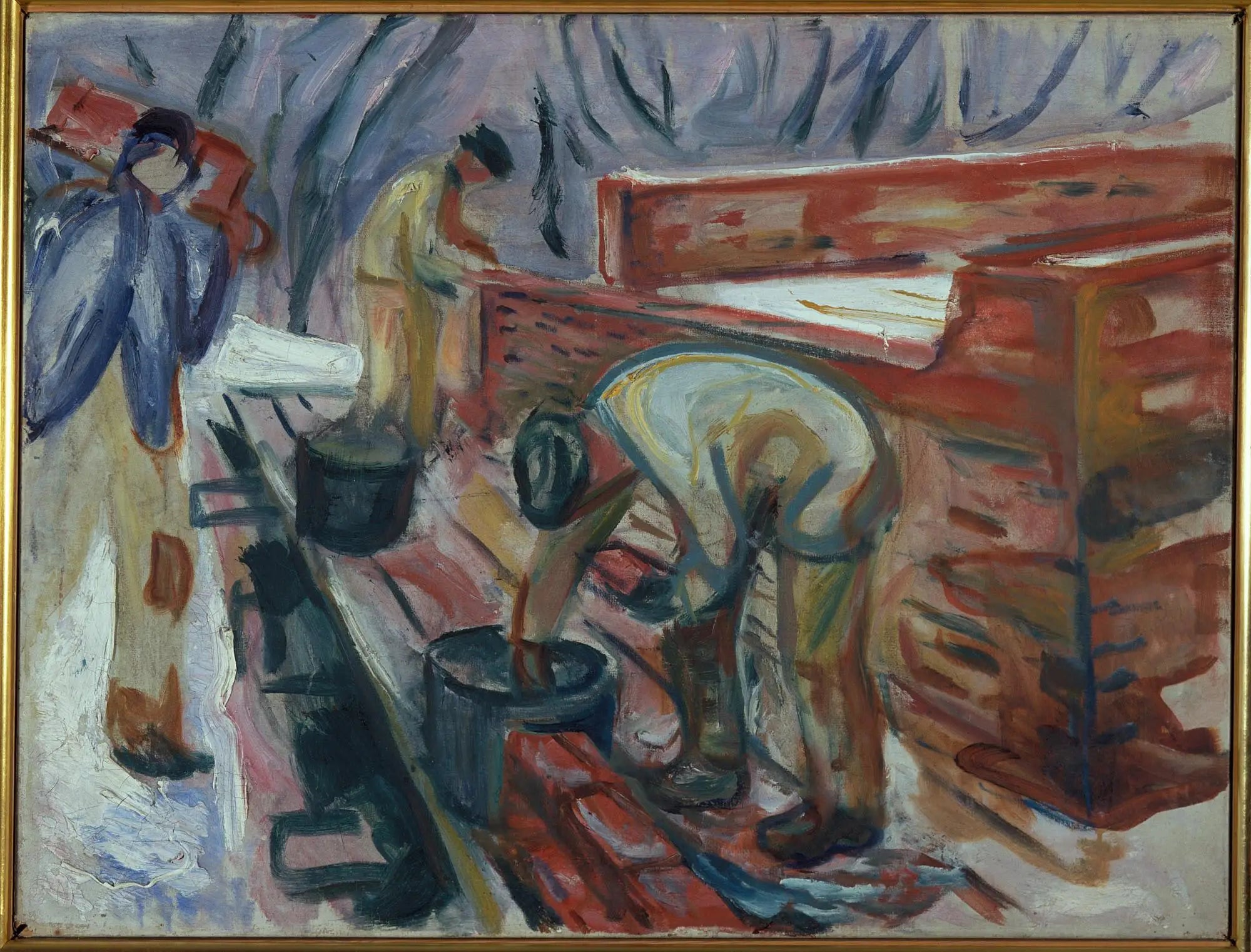 Reproduction du tableau « Maçons au travail sur l'immeuble du studio - Edvard Munch » par Alpha Reproduction en peinture à l’huile