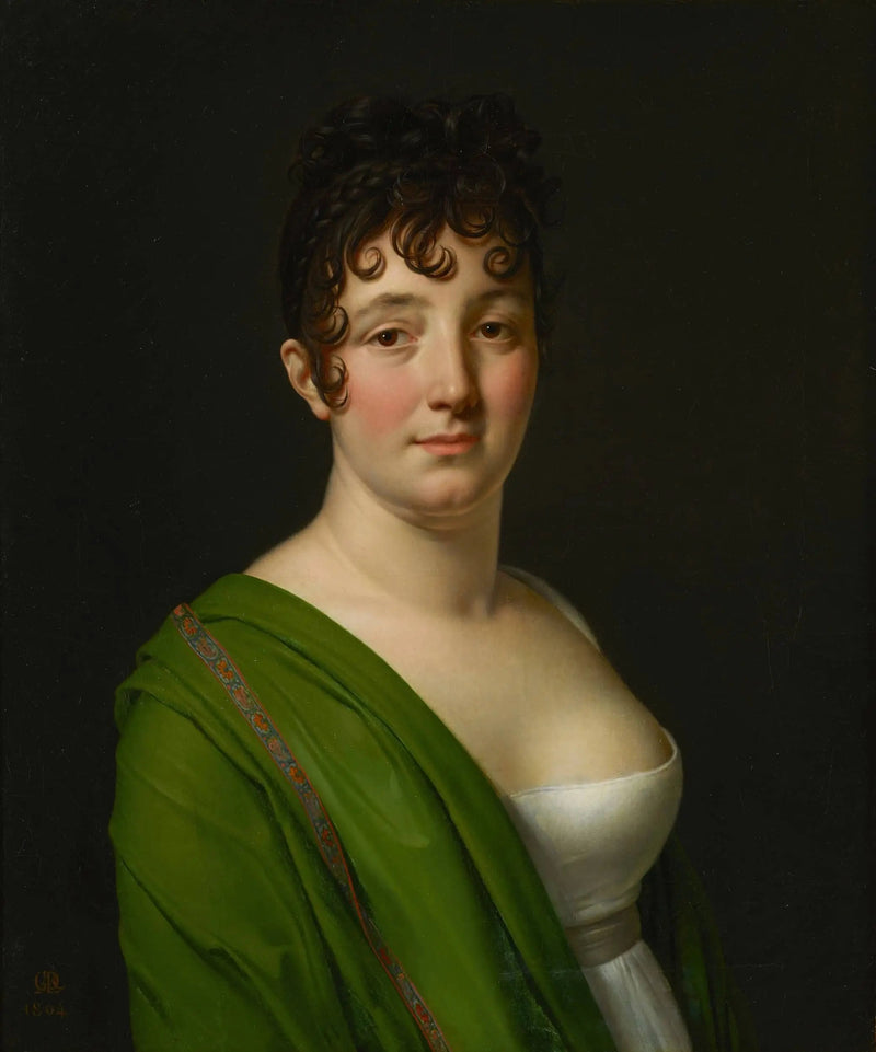 Madame Bocquet com xale verde - Anne-Louis Girodet