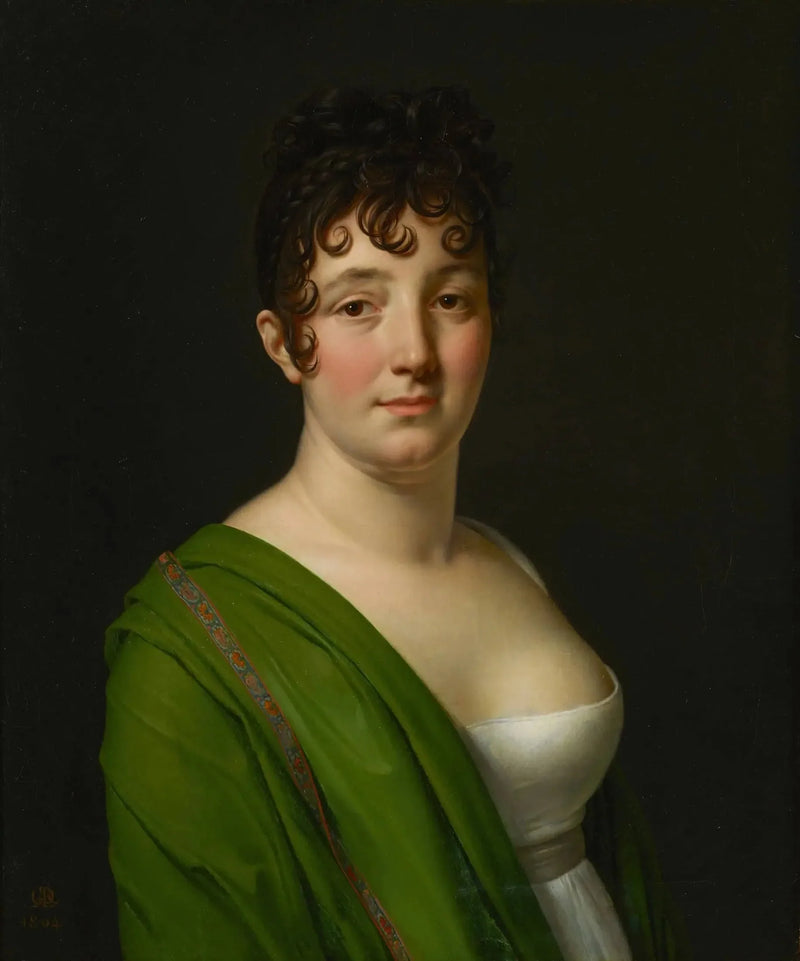 Madame Bocquet com xale verde - Anne-Louis Girodet