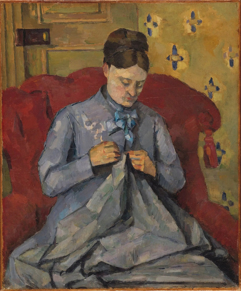 Madame Cézanne costurando - Paul Cézanne