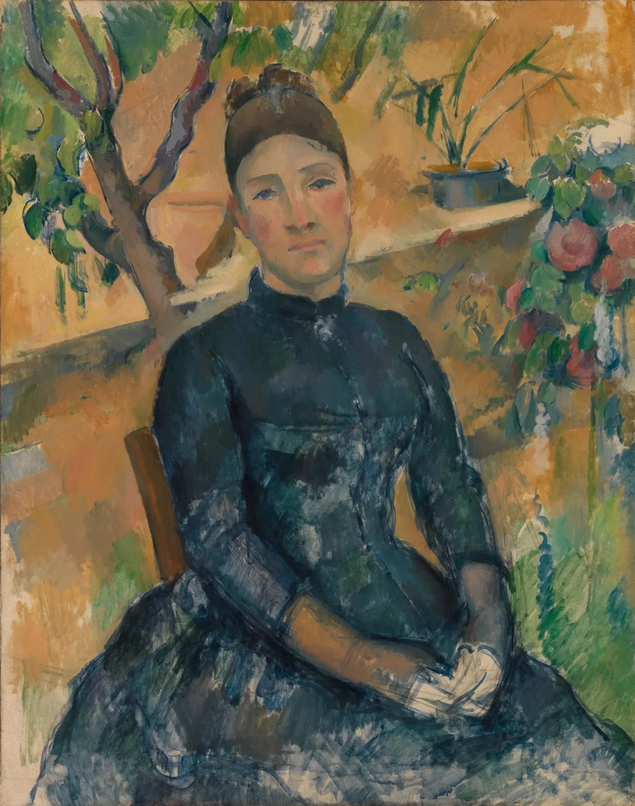 Madame Cézanne na estufa - Paul Cézanne