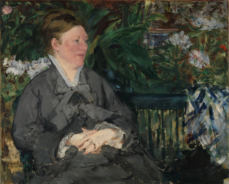 Madame Édouard Manet na estufa - Édouard Manet