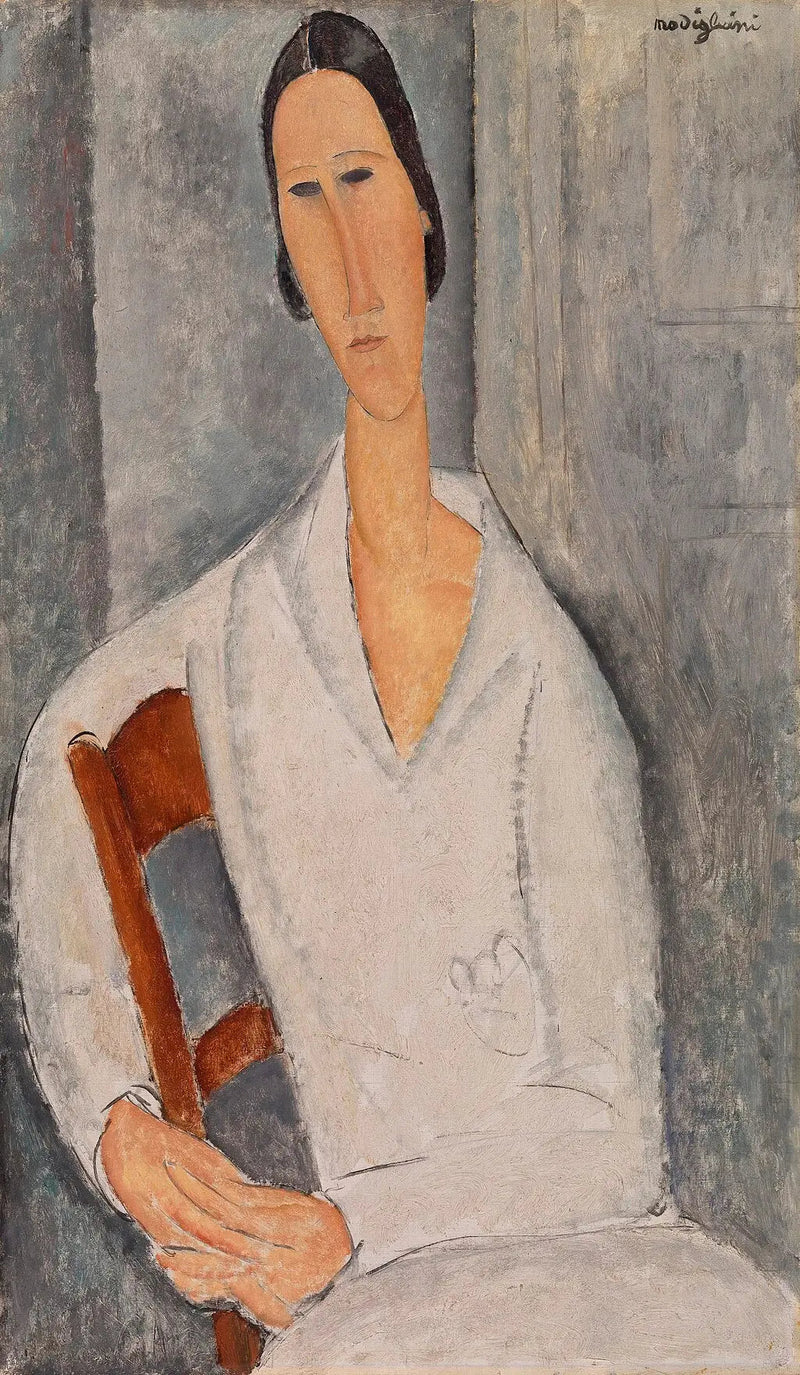 Madame Hanka Zborowska apoiada em uma cadeira - Amedeo Modigliani