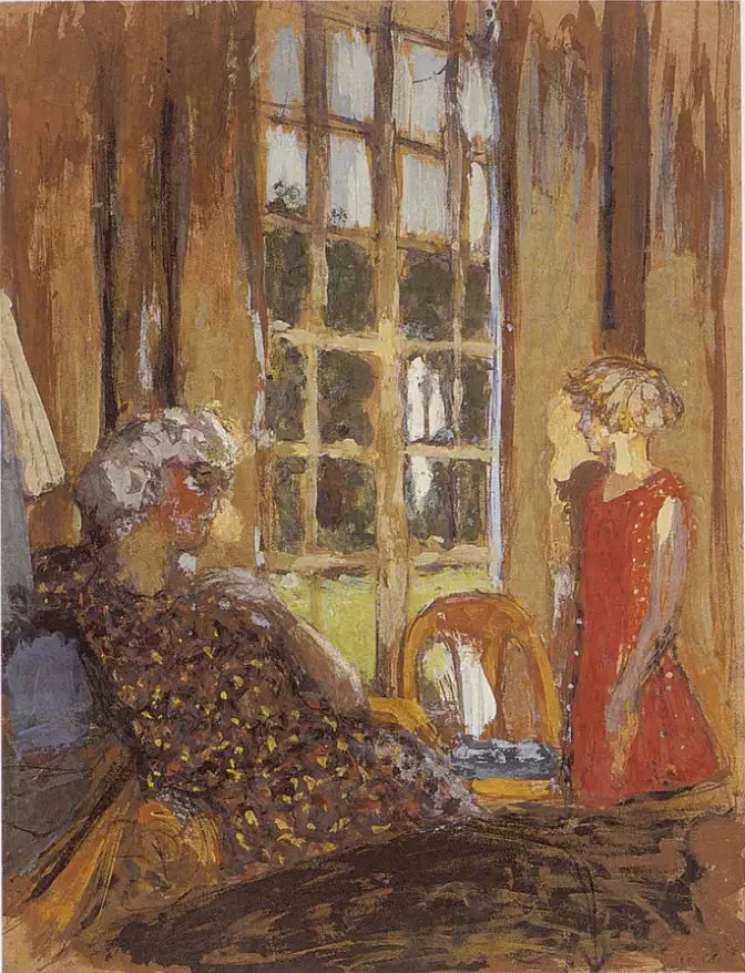 Madame Hessel e Lulu na porta-janelas - Édouard Vuillard