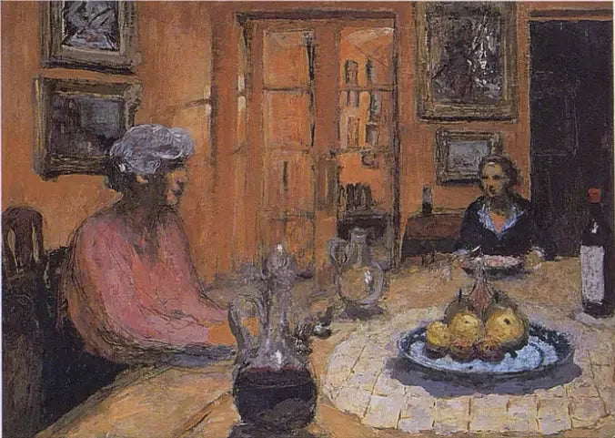 Madame Hessel e Lulu, na sala de jantar, rua de Nápoles - Édouard Vuillard