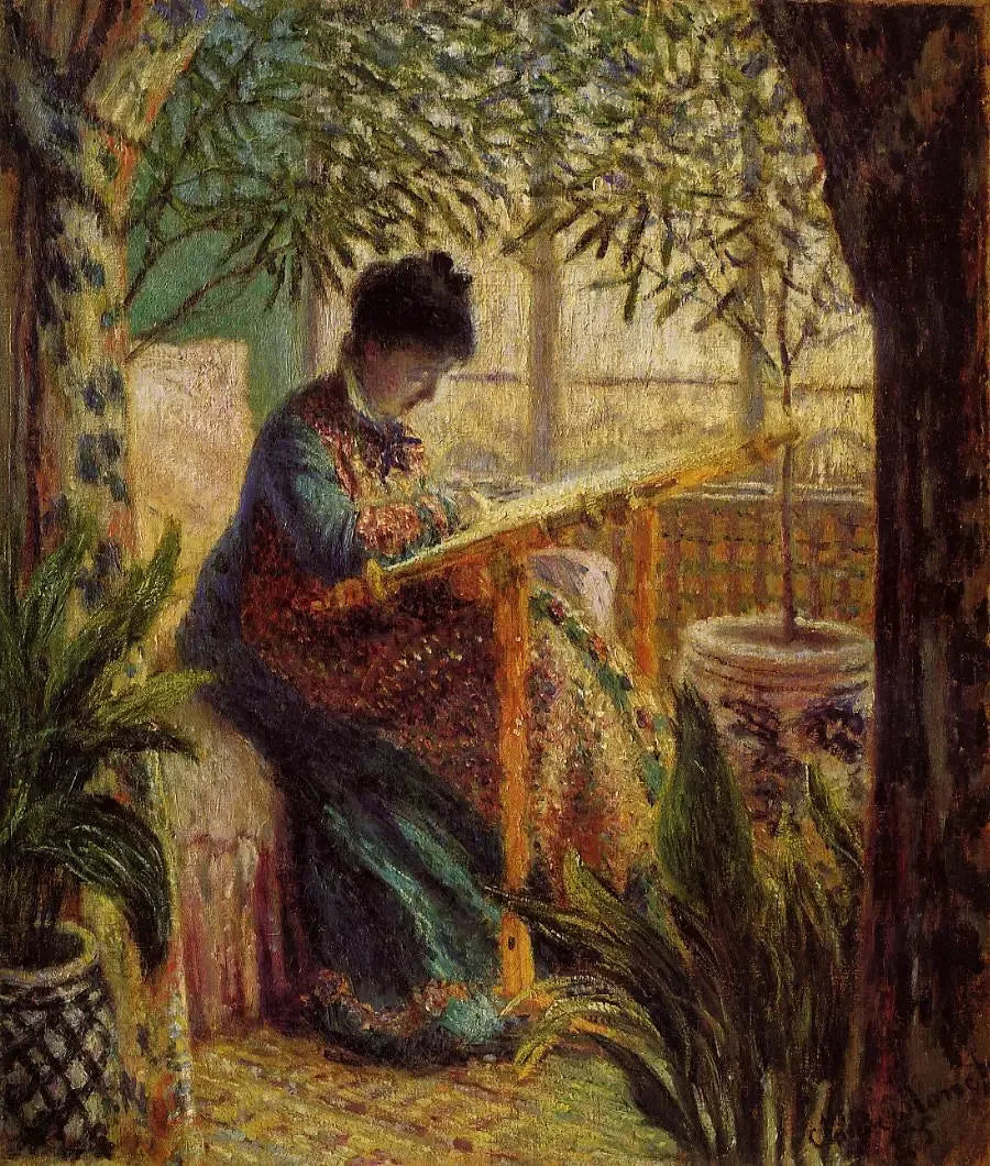 Madame Monet Bordando (Camille ao tear) - Claude Monet