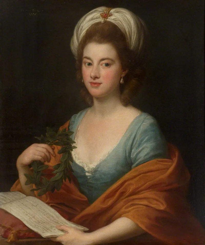 Mademoiselle Frances Lyde Browne segurando música e uma coroa - Pompeo Batoni