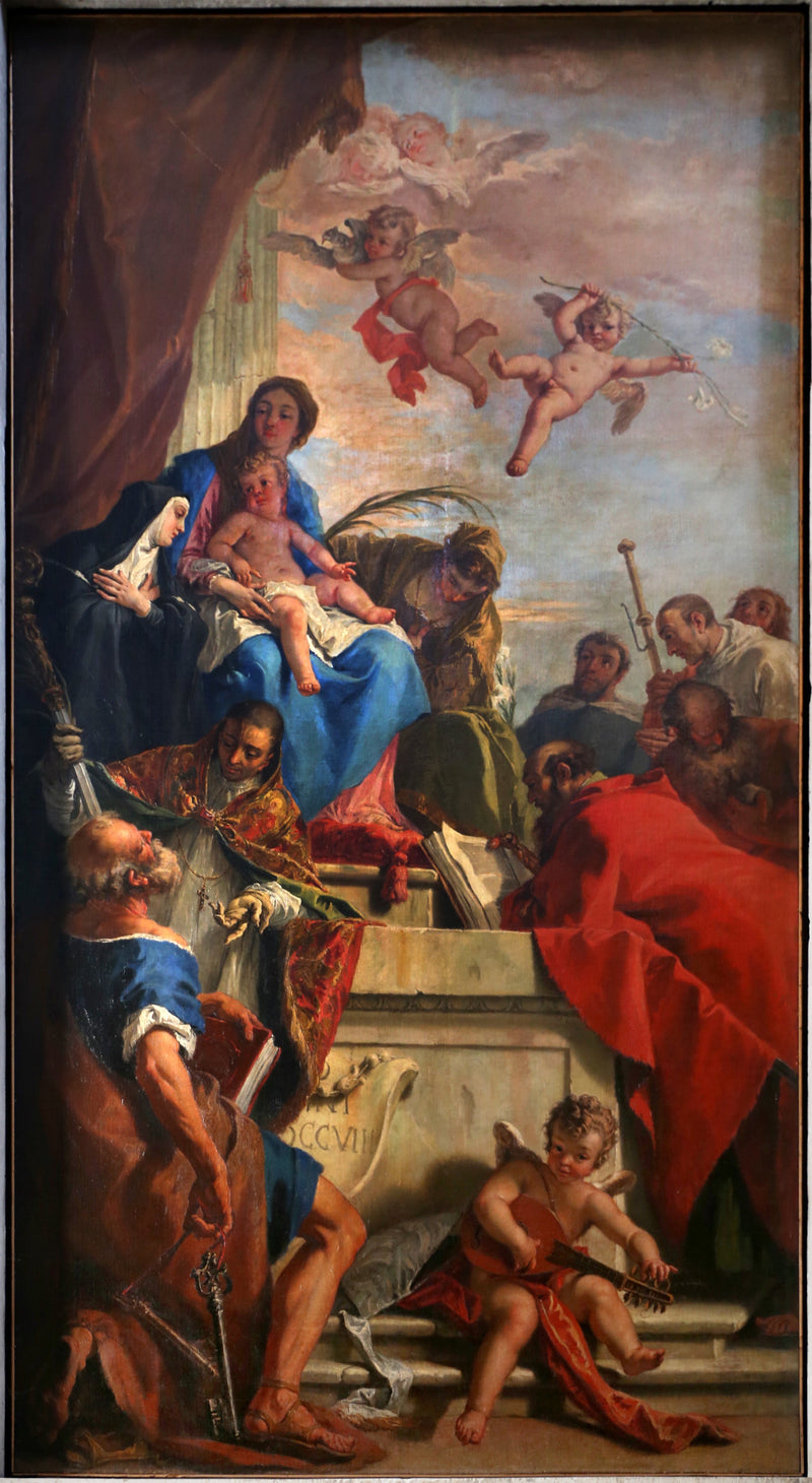 Madona com bebê e santos - Sebastiano Ricci