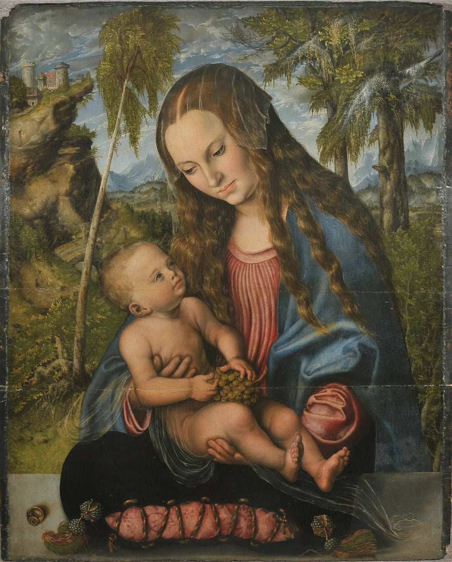 Madone debaixo da árvore de Natal. - Lucas Cranach, o Velho