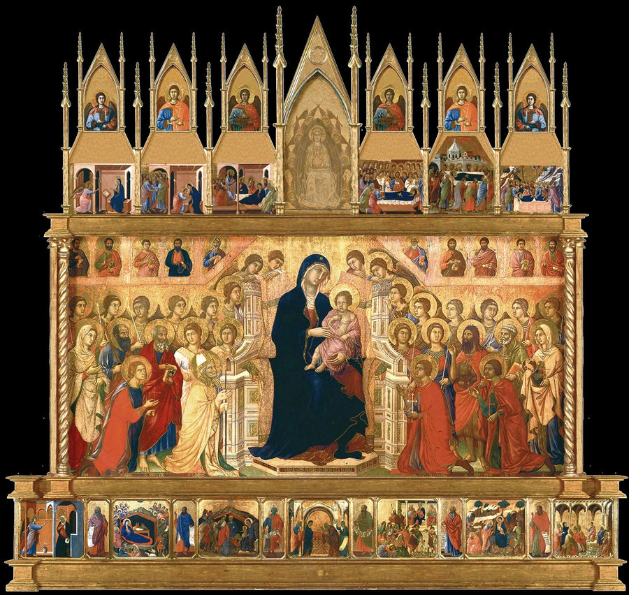 Maestà : Vierge à l’Enfant trônant avec anges et saints - Duccio di Buoninsegna