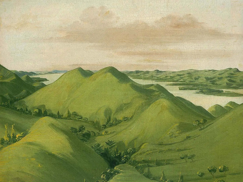 Finas falésias cobertas de grama, a 177 km acima de Saint-Louis - George Catlin