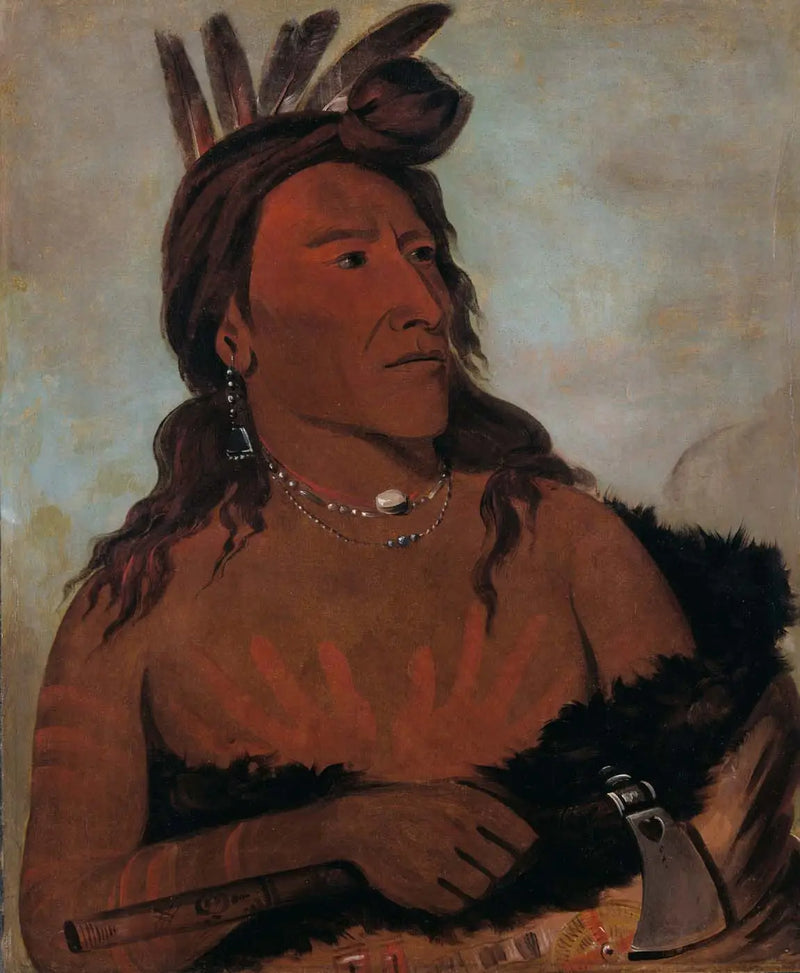 Mah-tó-che-ga, Pequeno Urso, um Guerreiro Hunkpapa - George Catlin