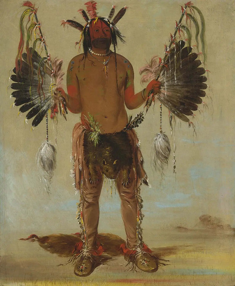 Mah-tó-he-ha, velho urso, um curandeiro - George Catlin