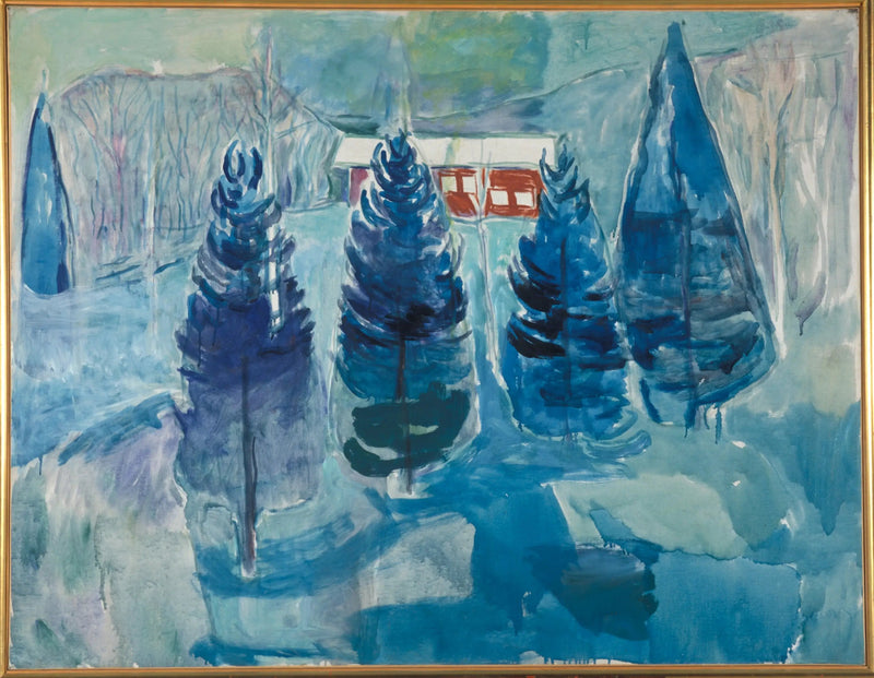 casa vermelha e Abetos - Edvard Munch