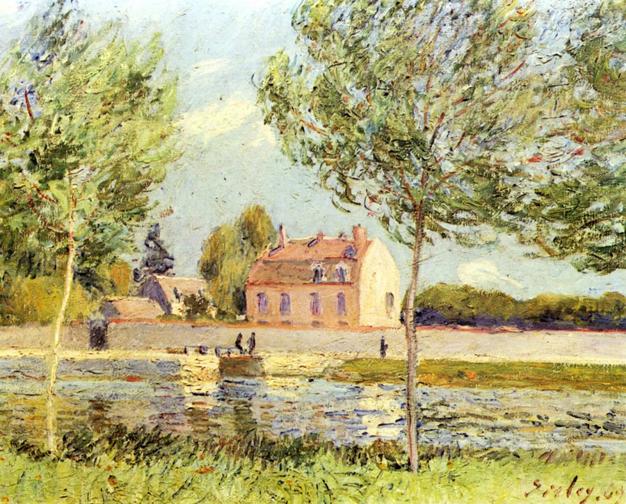 Casas às margens do Loing - Alfred Sisley