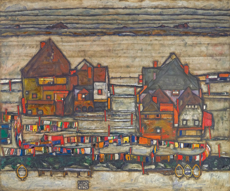 Casas com roupas coloridas - Egon Schiele