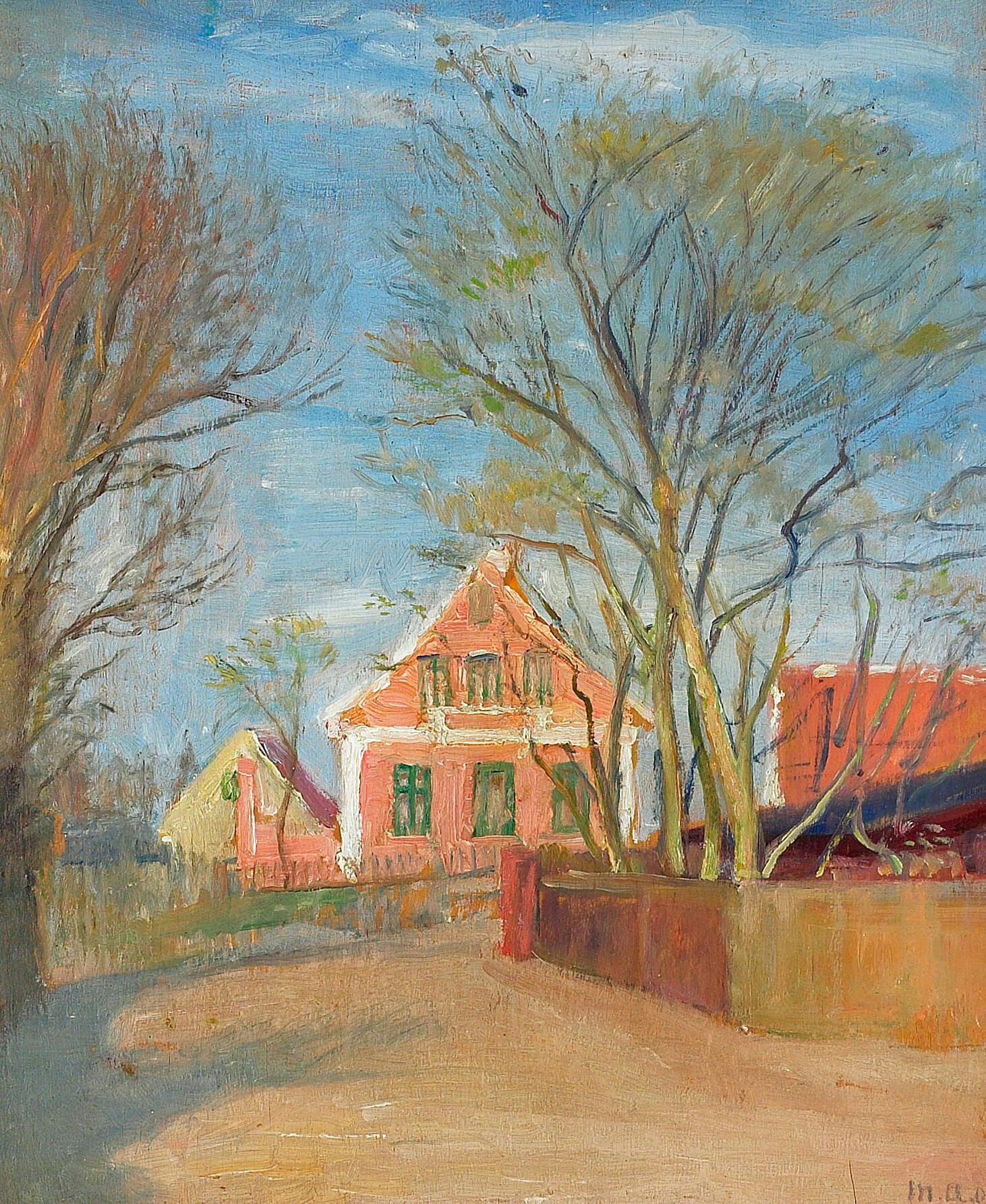 Maisons de Skagen au soleil. - Michael Peter Ancher image 1 reproduction artisanale de tableau