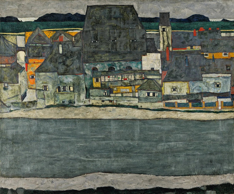 Casas à beira do rio (a cidade velha) - Egon Schiele