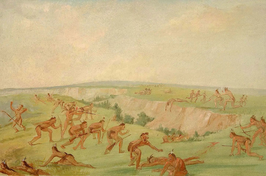 Mandam atacando um grupo de Arikara - George Catlin