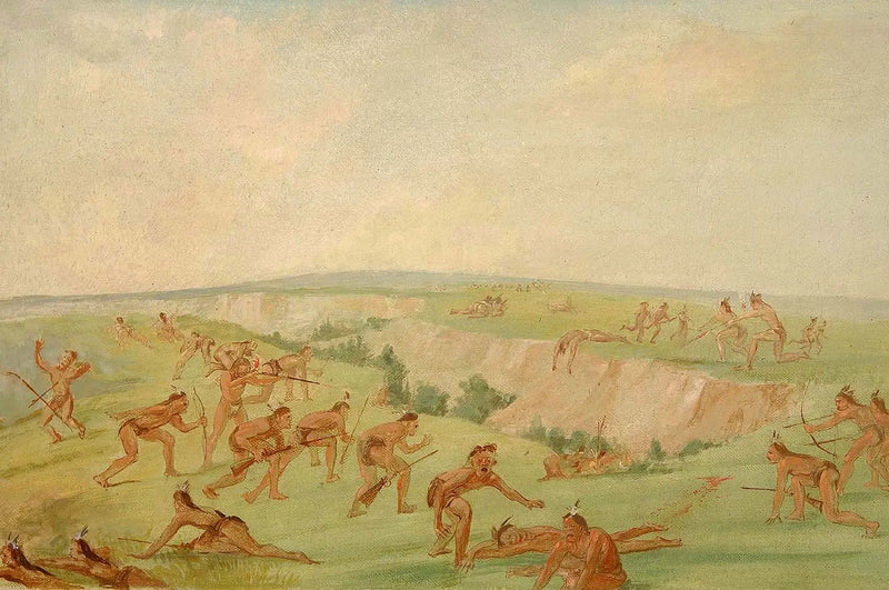 Mandam atacando um grupo de Arikara - George Catlin