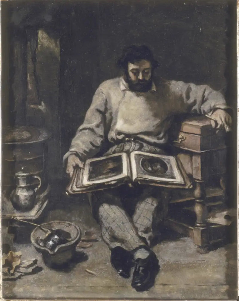 Marc Trapadoux examinando um livro de gravuras - Gustave Courbet