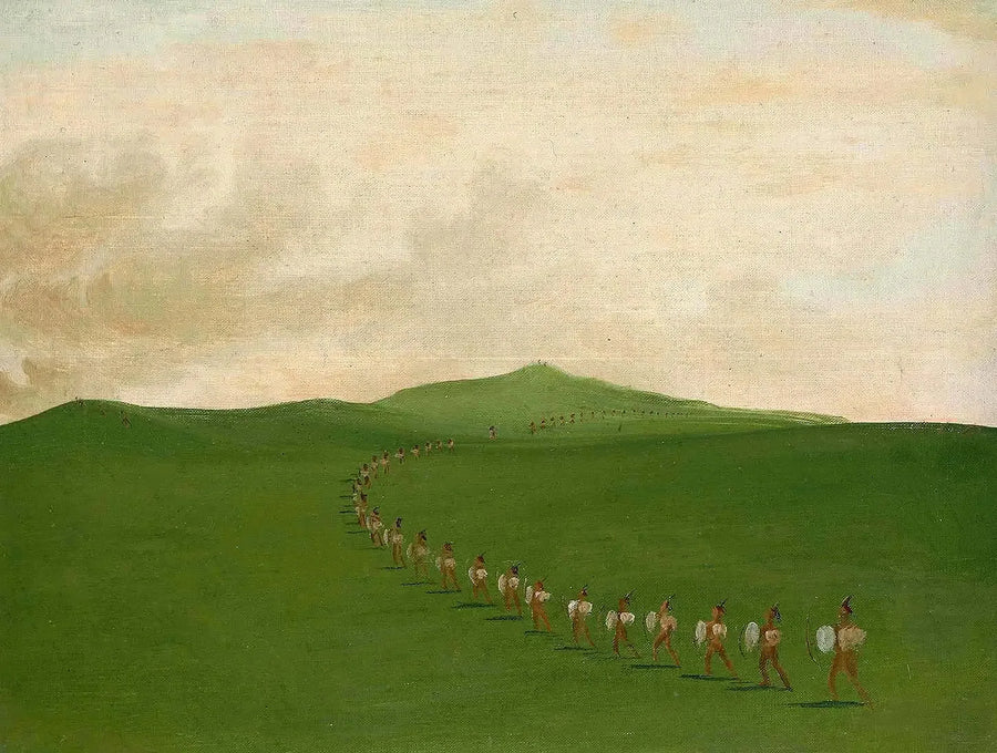 Marcha dos soldados de infantaria no Alto Missouri - George Catlin