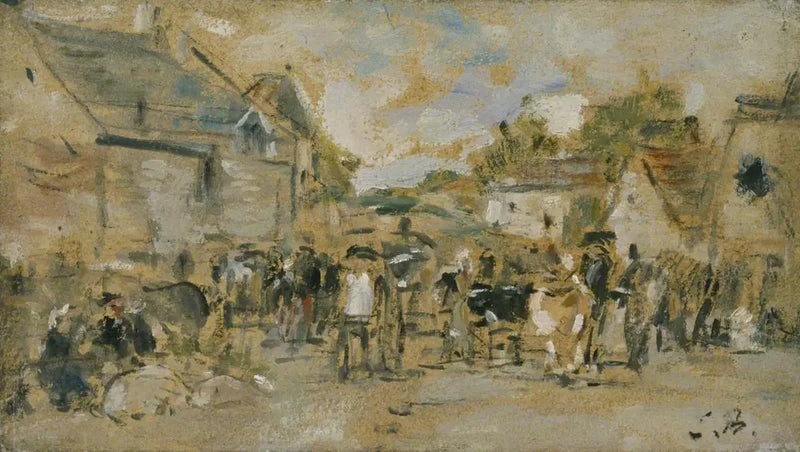 Mercado da aldeia - Eugène Boudin