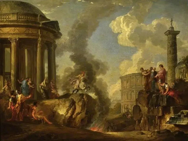 Marcus Curtius pulando para o golfo - Giovanni Paolo Panini