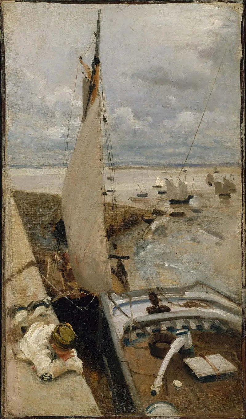 Maré baixa no porto de Cancale - John Singer Sargent