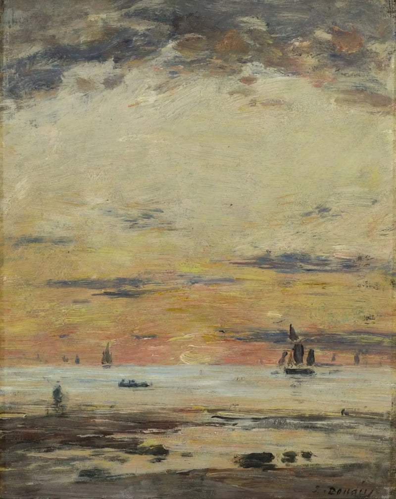 Maré baixa pôr do sol - Eugène Boudin