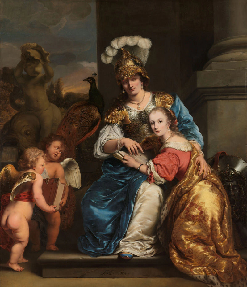 Margarita Trip qui, en tant que Minerva, enseigne à sa sœur Anna Maria Trip - Ferdinand Bol