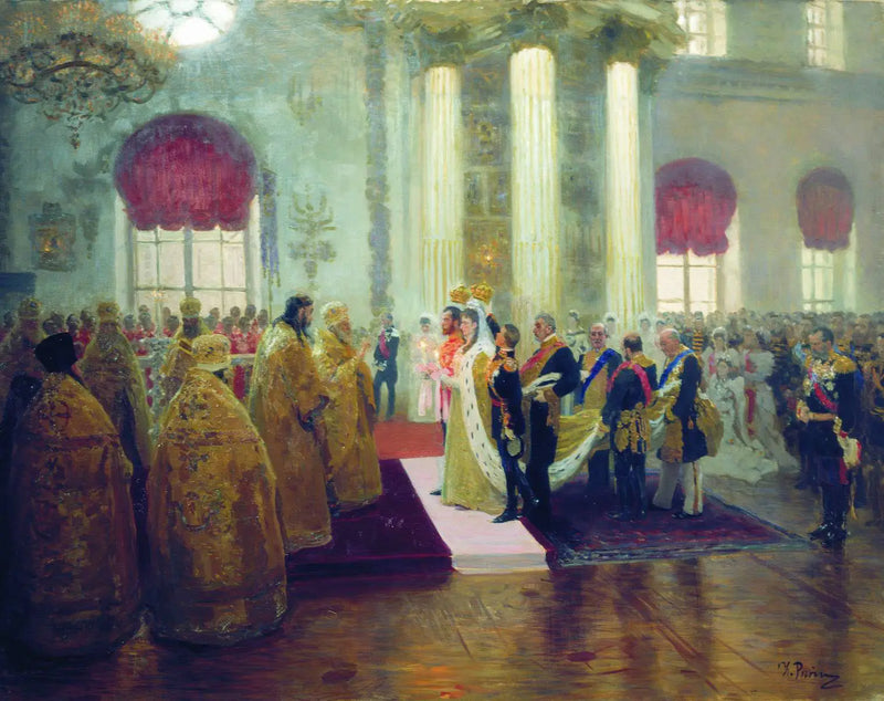 Casamento de Nicolau II e da grande-duquesa Alexandra Feodorovna. - Ilya Repin