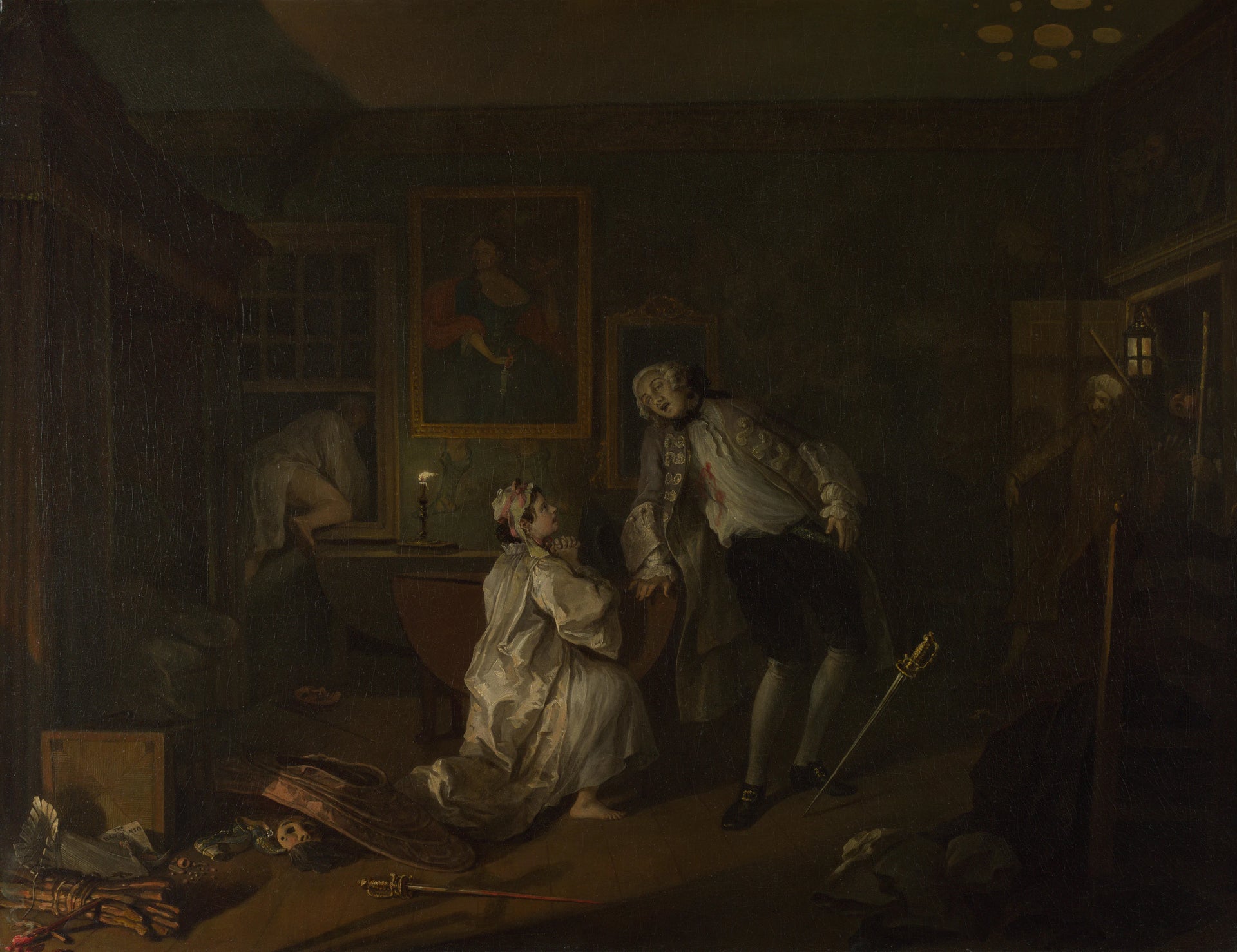 Mariage à la mode : 5, Le Bagnio - William Hogarth