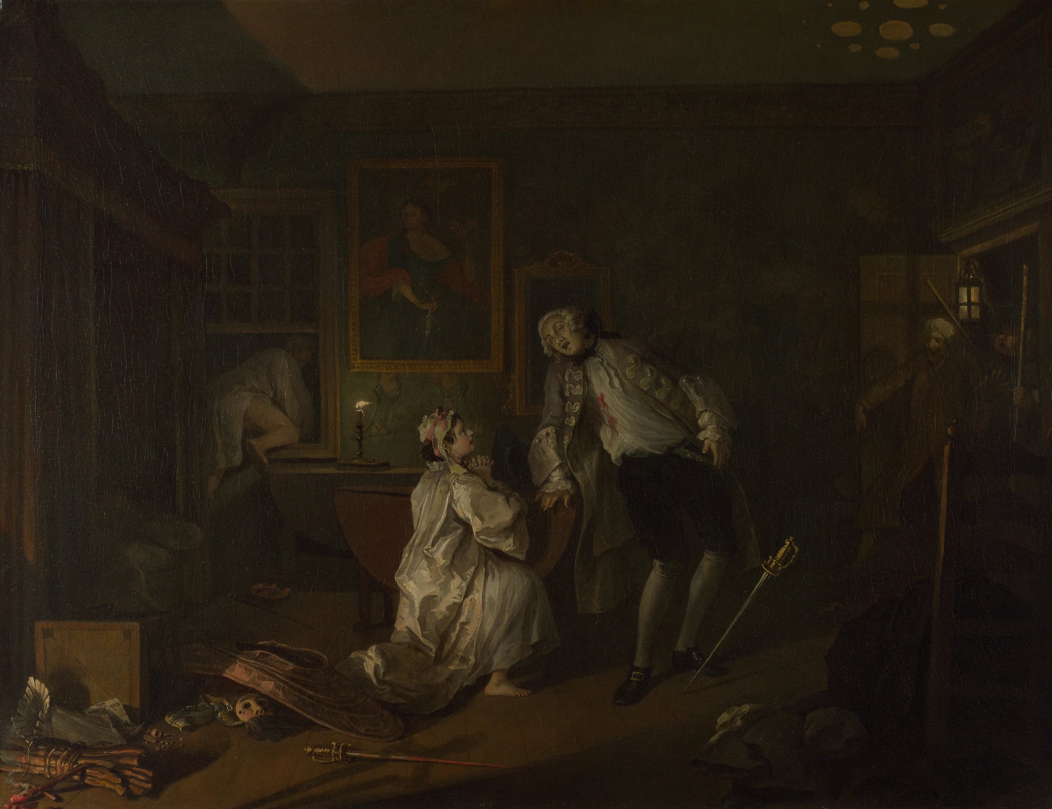 Mariage à la mode : 5, Le Bagnio - William Hogarth