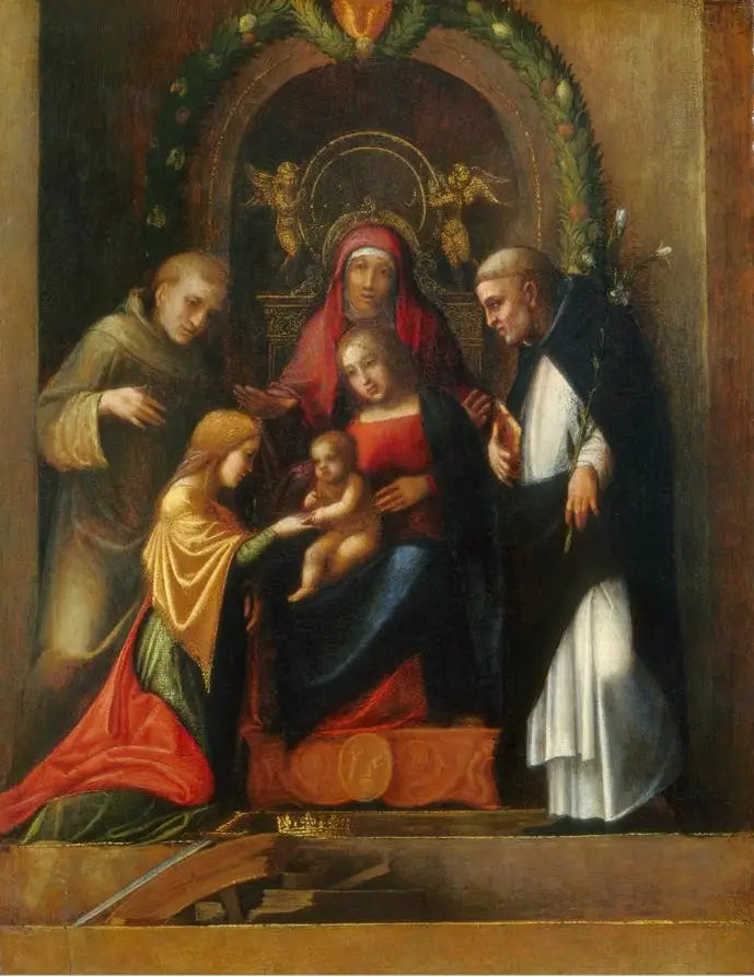 Casamento Místico de Santa Catarina de Alexandria e Santos - Antonio da Correggio