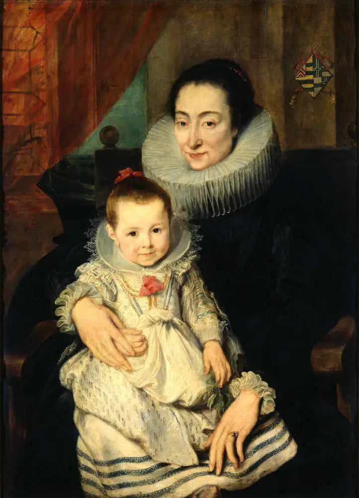 Marie Clarisse (?), esposa de Jan Woverius, com sua filha - Antoine van Dyck
