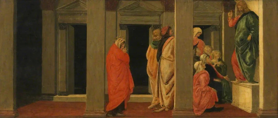 O Cristo ensinando (predela, painel um) - Sandro Botticelli