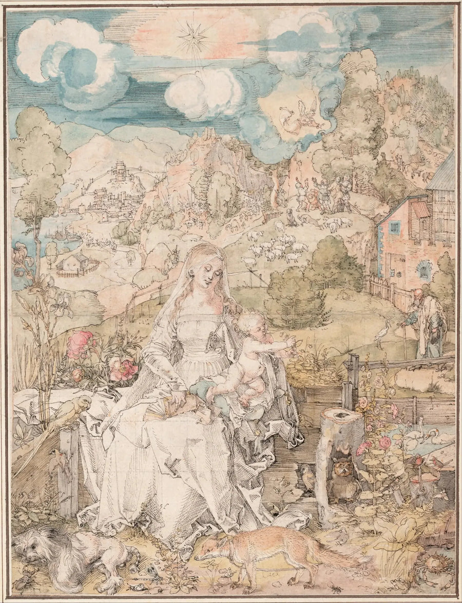 Maria entre uma multidão de animais - Albrecht Dürer
