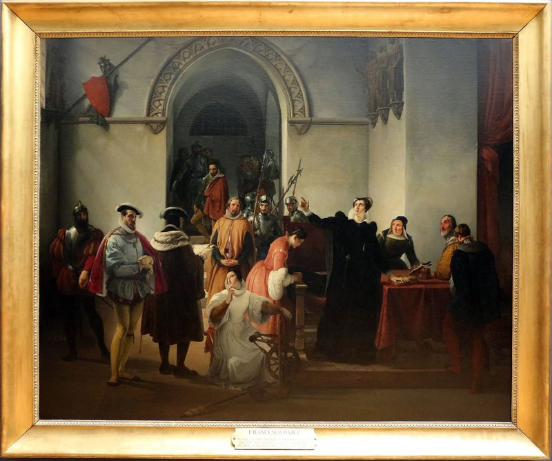 Maria Stuart protestante de sua inocência ao ler sua sentença de morte - Francesco Hayez