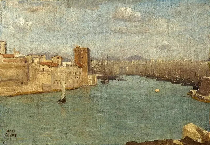 Marseille : Le Vieux-Port - Jean-Baptiste Camille Corot image 1 copie de tableau peinte à la main