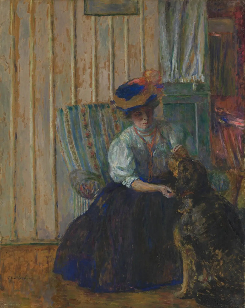 Marthe Bonnard com o cachorro - Édouard Vuillard