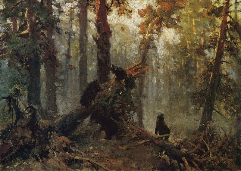 Manhã em uma floresta de pinheiros. Esboço - Ivan Chichkine