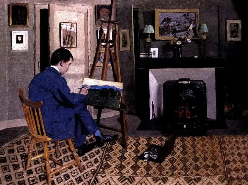 Max Rodriguez-Henriques no ateliê de Félix Vallotton, filho de sogro - Félix Vallotton