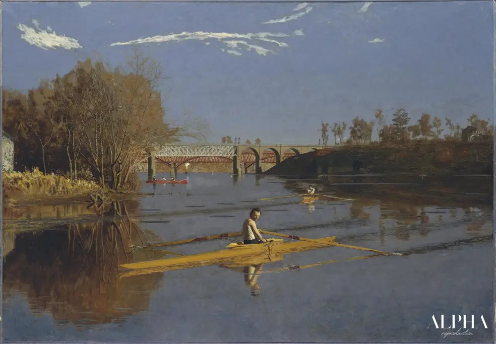 Max Schmitt en godille simple - Thomas Eakins - Reproductions de tableaux et peintures haut de gamme