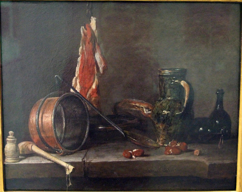 Menu de gordura e Utensílios de cozinha - Jean Simeón Chardin