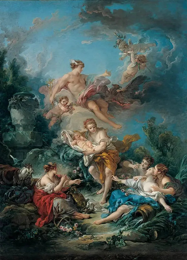 Mercúrio confiando a criança Baco às ninfas de Nisa - François Boucher