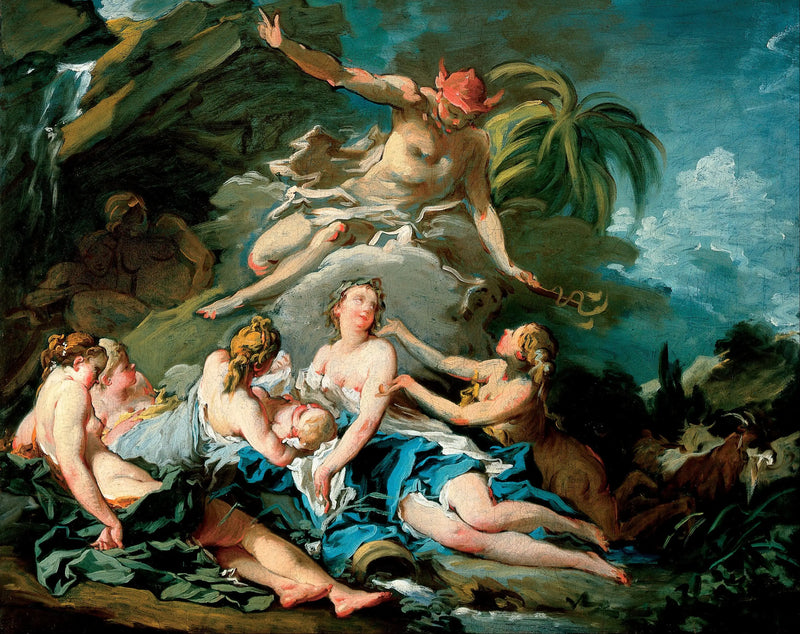 Mercúrio confiando a criança Baco às ninfas de Nisa - François Boucher