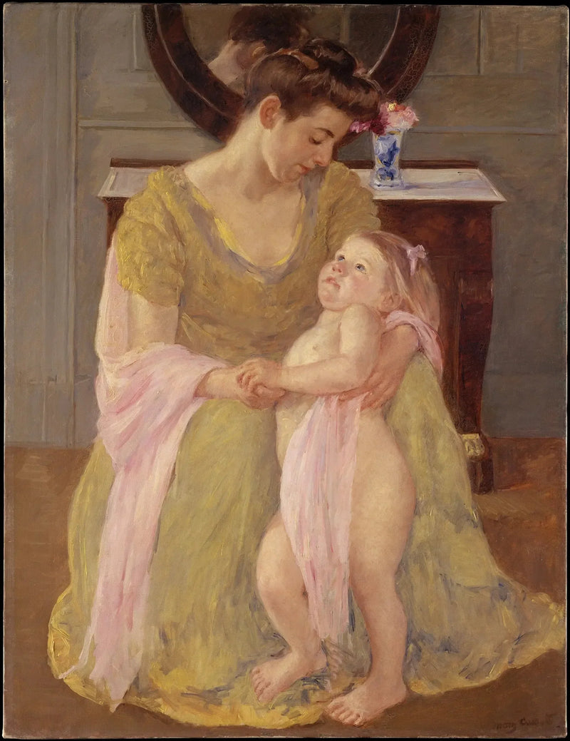 Mãe e filho com um lenço rosa - Mary Cassatt