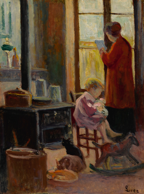 Mãe e filho na cozinha - Maximilien Luce